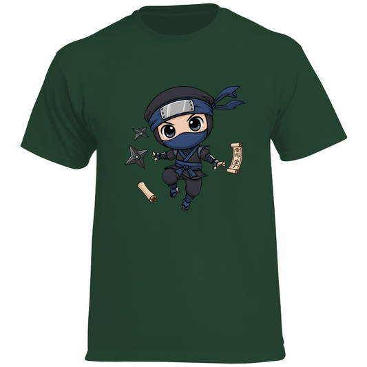 Herren Heavy Cotton T-Shirt Ninja Chibiki Shinobi scrolls and shuriken