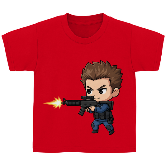 Kinder Basic T-Shirt Soldier Police Counter Strike Chibiki