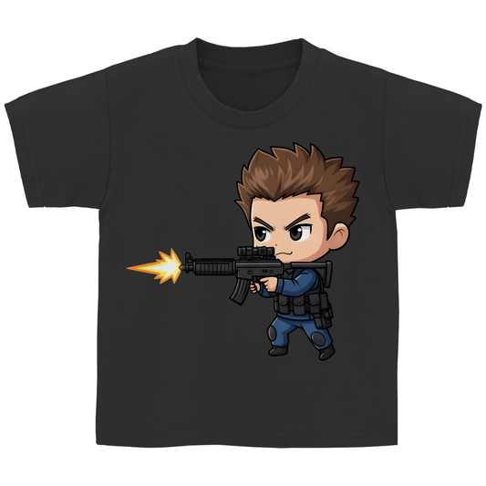 Kinder Basic T-Shirt Soldier Police Counter Strike Chibiki