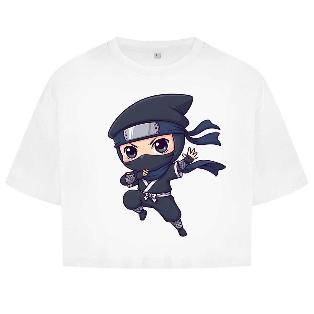 Damen Oversize Crop Top Ninja Chibiki Shinobi