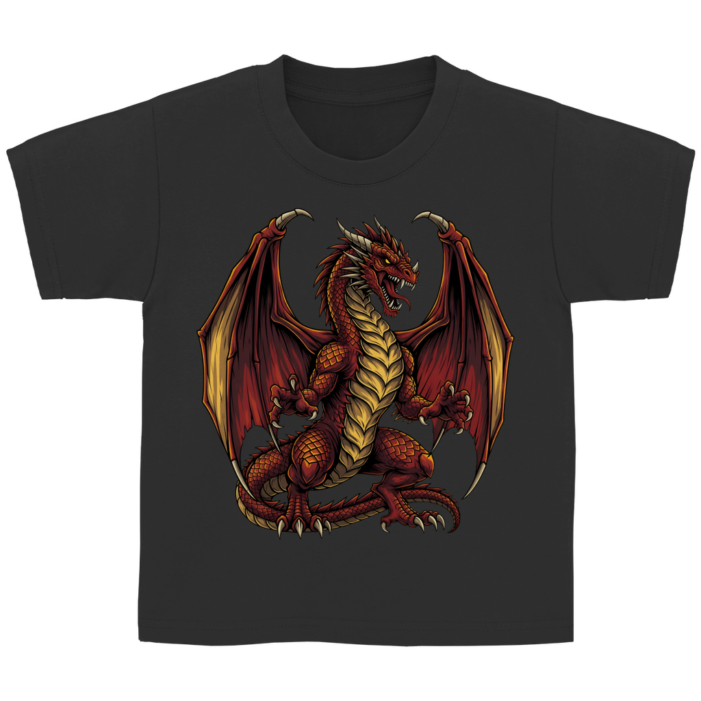 Kinder Basic T-Shirt Red Dragon _ Roter Drache