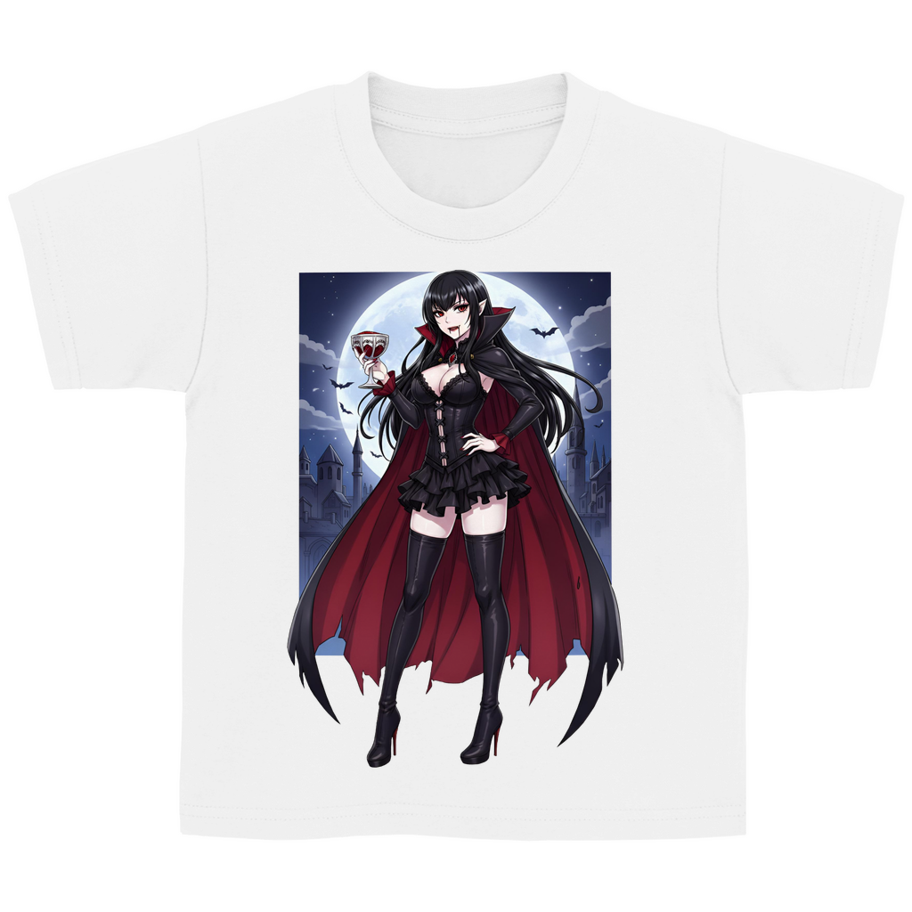 Kinder Basic T-Shirt vampire lady kawaii manga motive with blood cup and cape