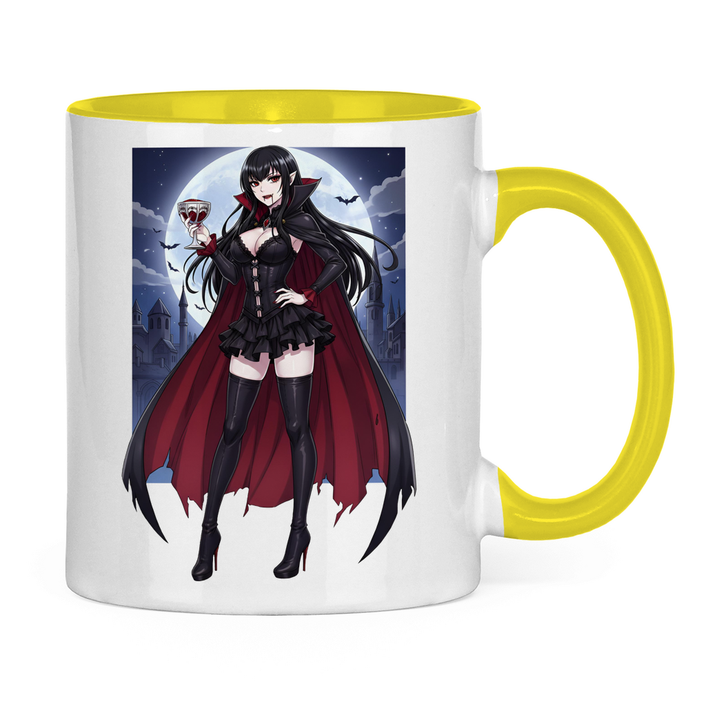Tasse zweifarbig vampire lady kawaii manga motive with blood cup and cape