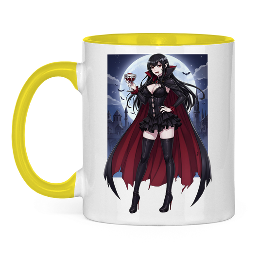 Tasse zweifarbig vampire lady kawaii manga motive with blood cup and cape