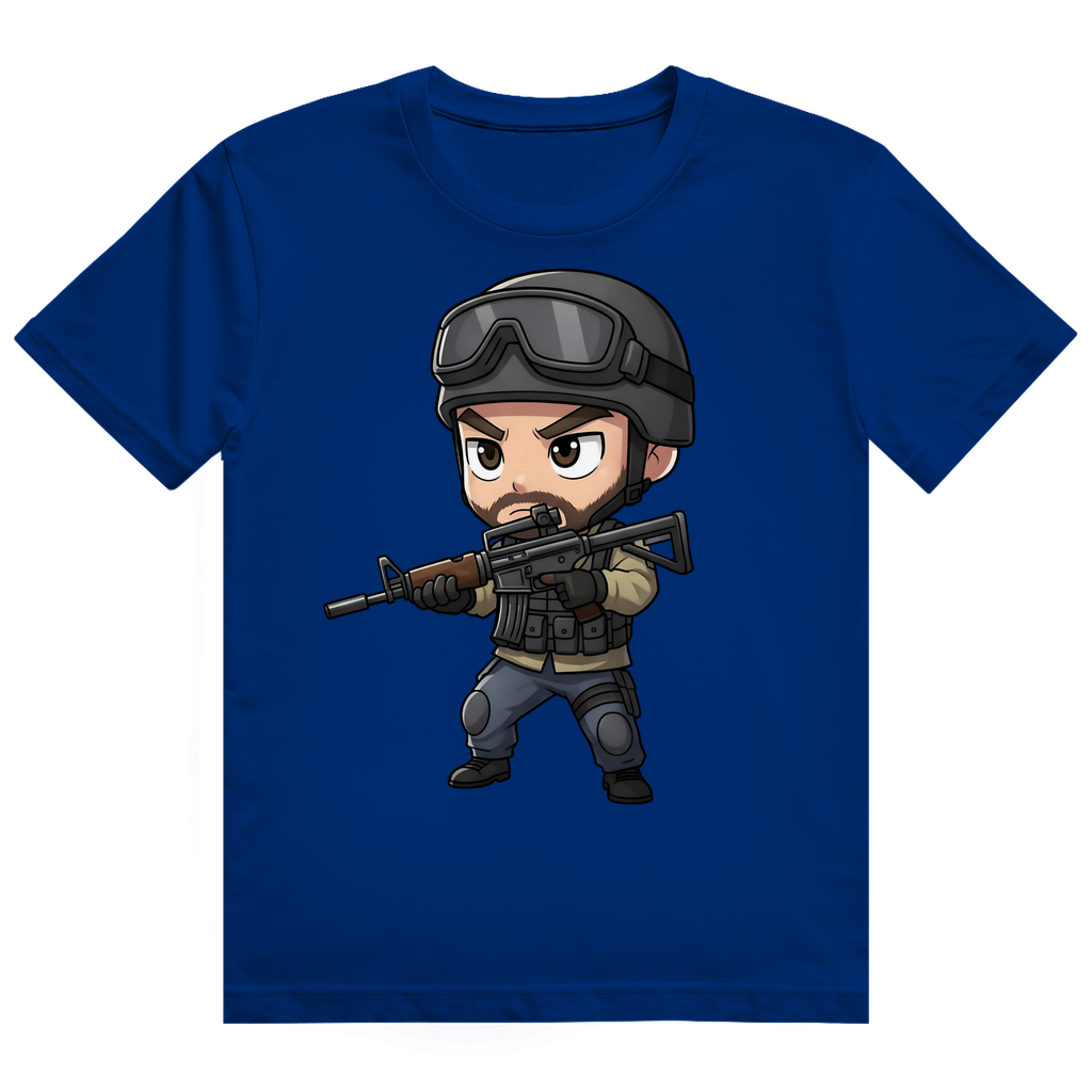 Herren Heavy Cotton T-Shirt Soldier Police Counter Strike Chibiki Special Force