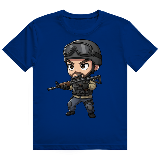 Herren Heavy Cotton T-Shirt Soldier Police Counter Strike Chibiki Special Force