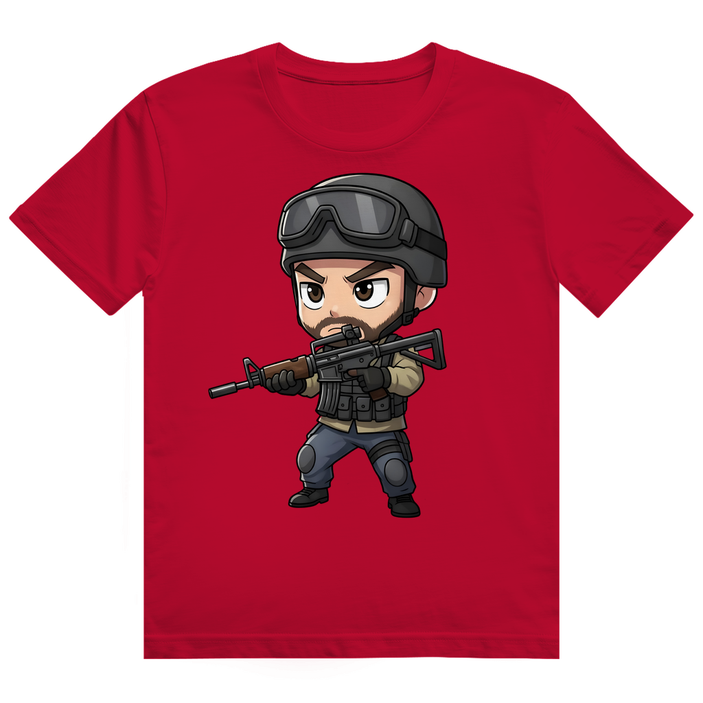 Herren Heavy Cotton T-Shirt Soldier Police Counter Strike Chibiki Special Force
