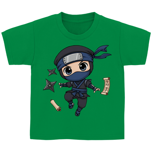 Kinder Basic T-Shirt Ninja Chibiki Shinobi scrolls and shuriken