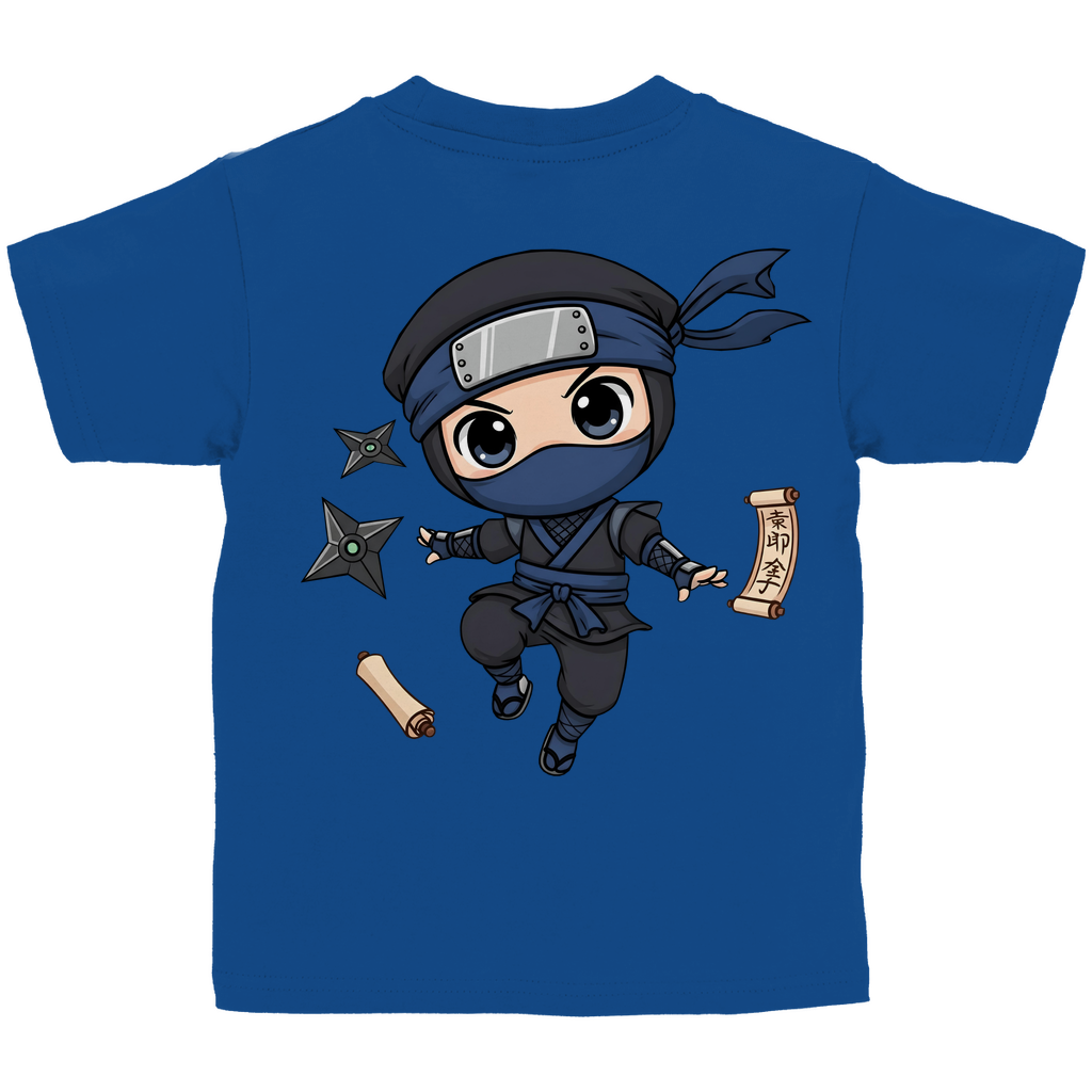 Kinder Basic T-Shirt Ninja Chibiki Shinobi scrolls and shuriken