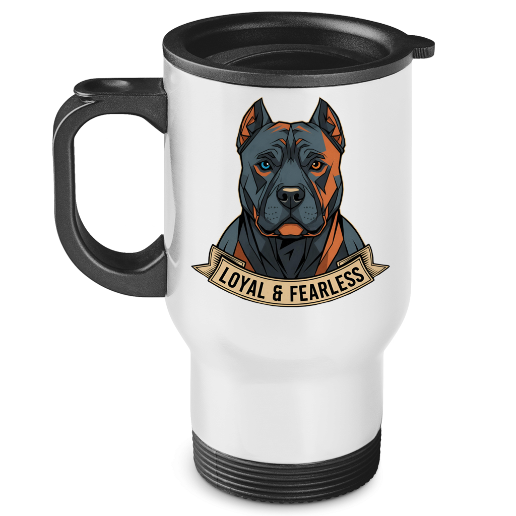 Edelstahl-Thermobecher Pitbull loyal and fearless dog motive