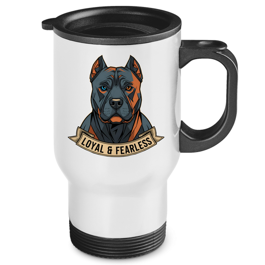 Edelstahl-Thermobecher Pitbull loyal and fearless dog motive