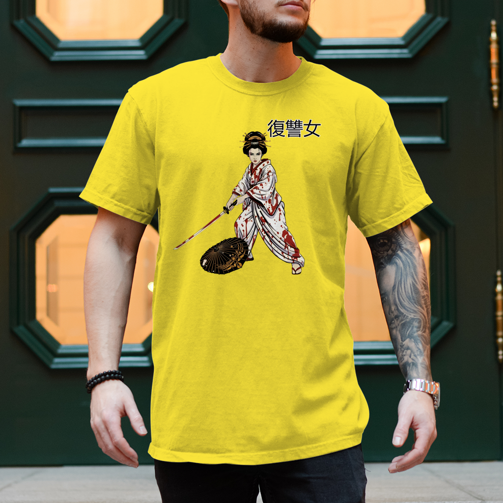 Herren T-Shirt Woman of Vengeance Japan Kunoichi Samurai Manga Anime Streetwear