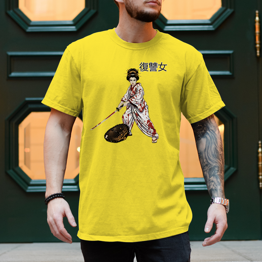 Herren T-Shirt Woman of Vengeance Japan Kunoichi Samurai Manga Anime Streetwear