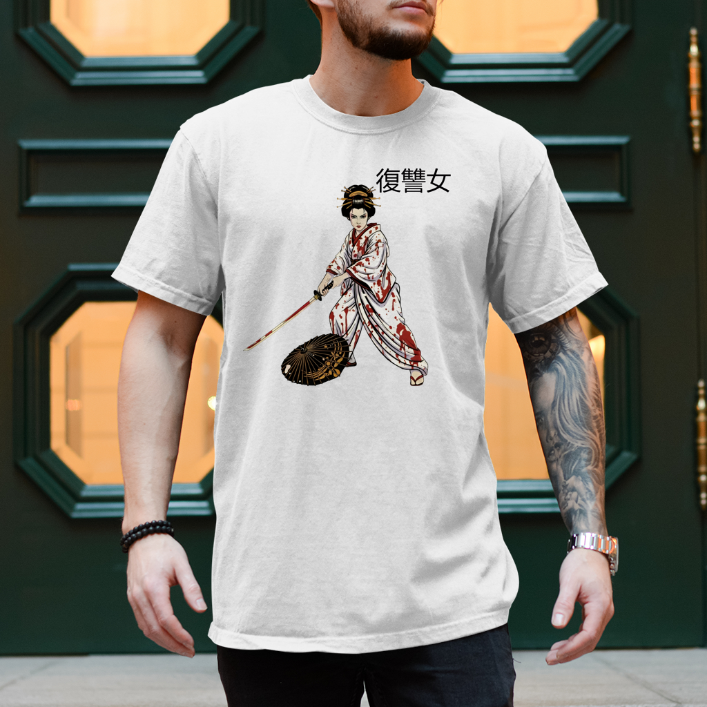 Herren T-Shirt Woman of Vengeance Japan Kunoichi Samurai Manga Anime Streetwear