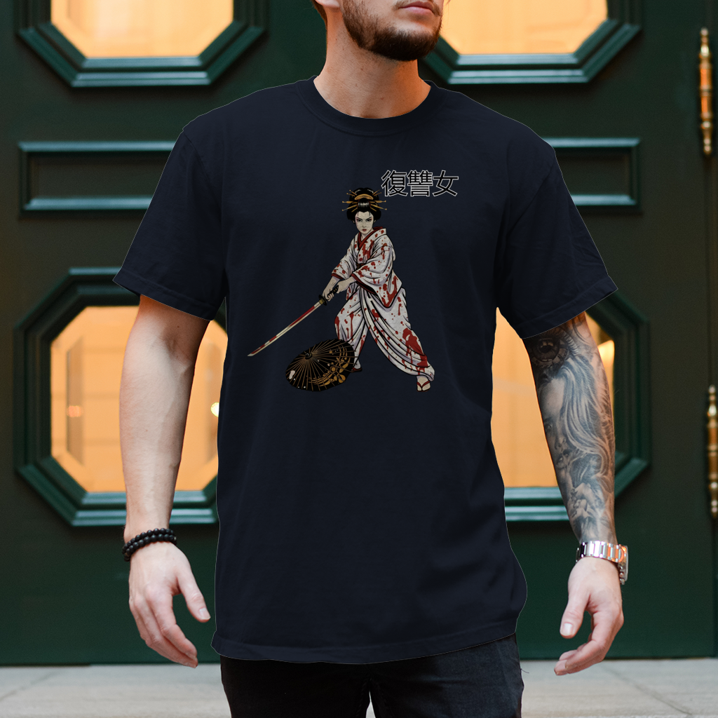 Herren T-Shirt Woman of Vengeance Japan Kunoichi Samurai Manga Anime Streetwear