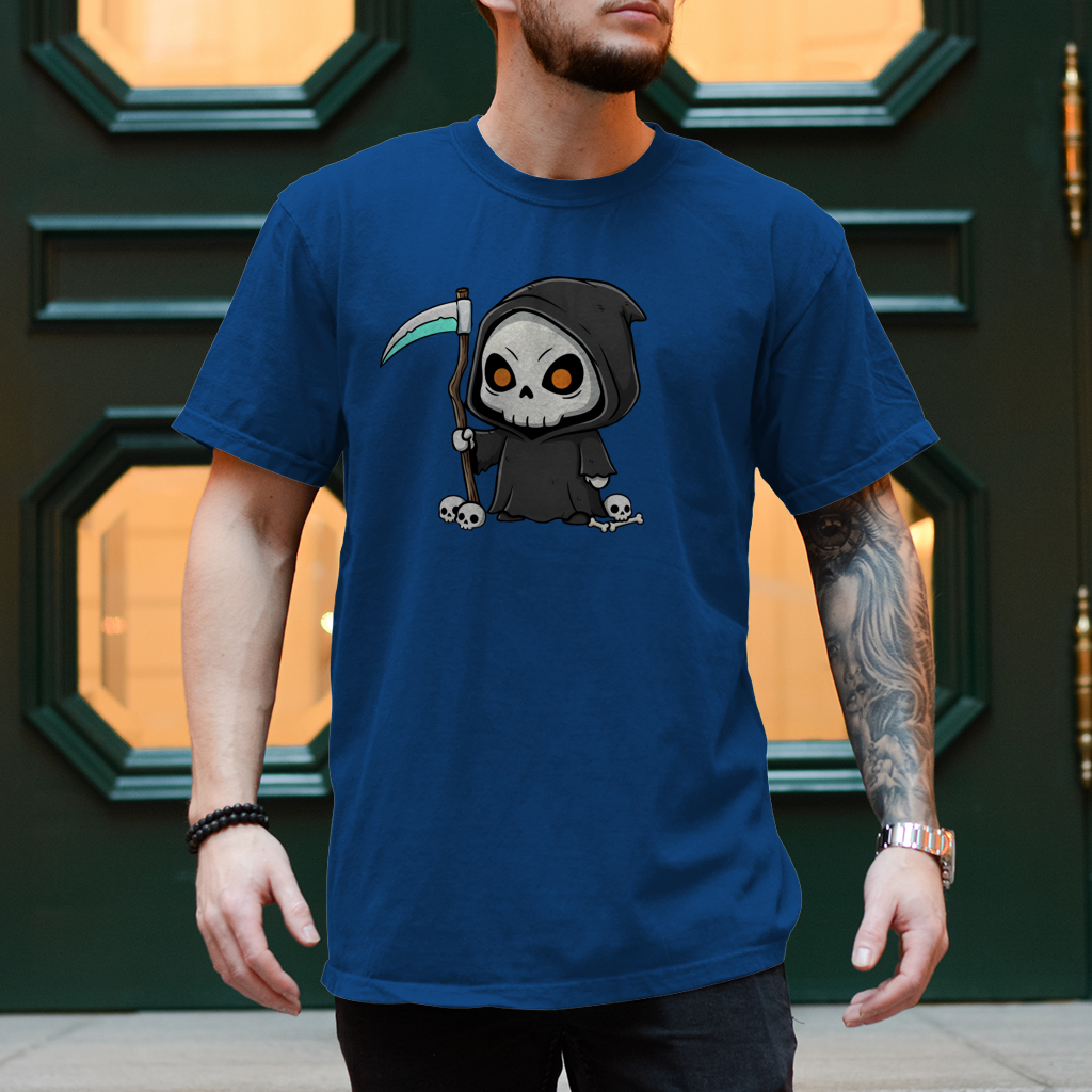 Herren T-Shirt Reaper Chibi Sensenmann Totenkopf Skull Anime Cool Goth Heavy Metal