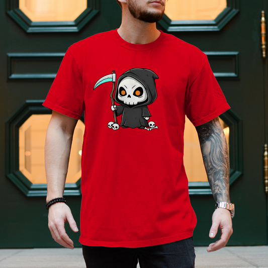 Herren T-Shirt Reaper Chibi Sensenmann Totenkopf Skull Anime Cool Goth Heavy Metal