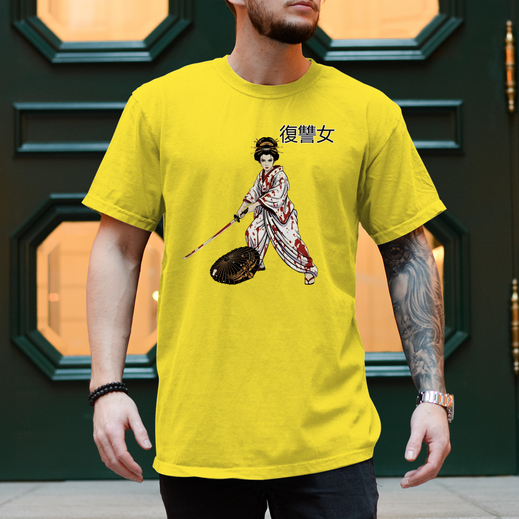 Herren T-Shirt Woman of Vengeance - Blut - Rache - Blood - Japan - Kunoichi
