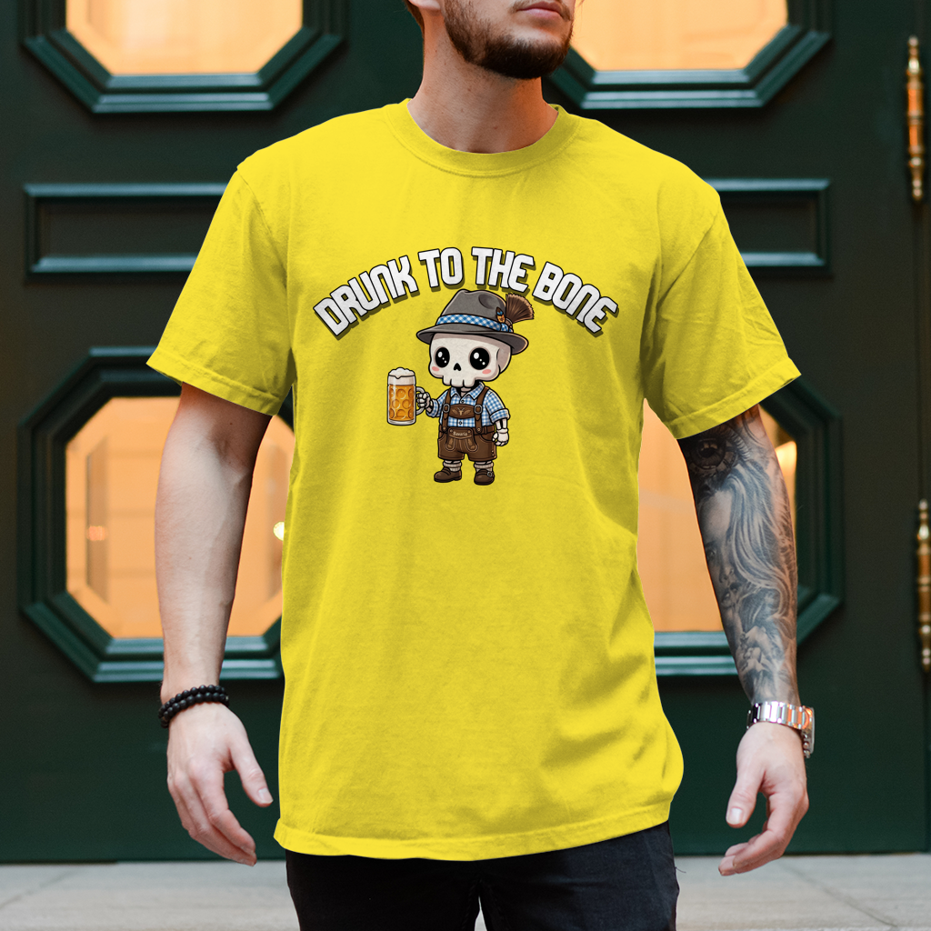 Herren T-Shirt Drunk to the Bone Oktoberfest Wiesn Tracht Bayern München Gaming