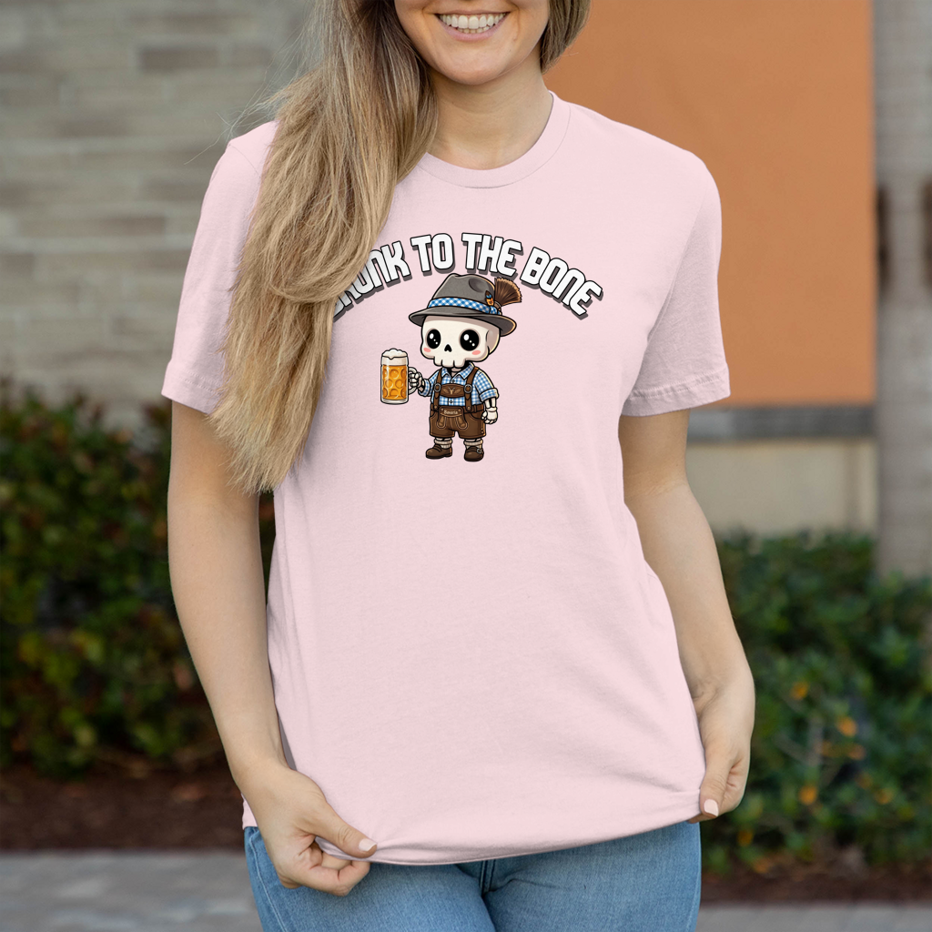 Damen T-Shirt Drunk to the Bone Oktoberfest Wiesn Tracht Ersatz Spruch Party Humor
