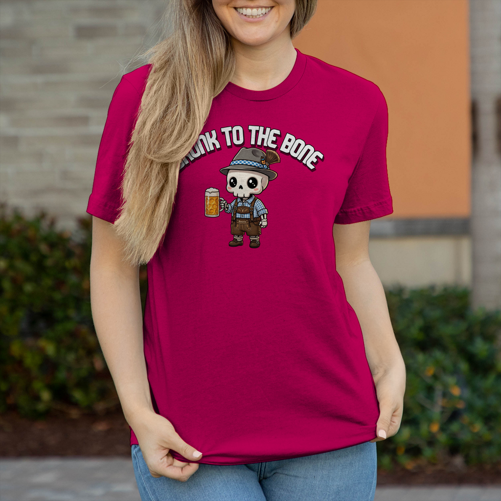 Damen T-Shirt Drunk to the Bone Oktoberfest Wiesn Tracht Ersatz Spruch Party Humor
