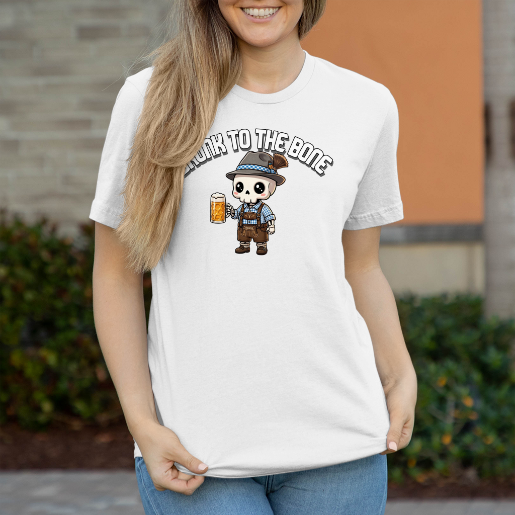 Damen T-Shirt Drunk to the Bone Oktoberfest Wiesn Tracht Ersatz Spruch Party Humor