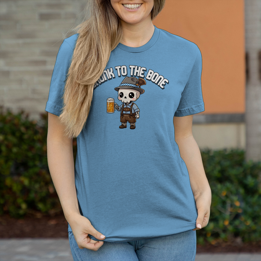 Damen T-Shirt Drunk to the Bone Oktoberfest Wiesn Tracht Ersatz Spruch Party Humor