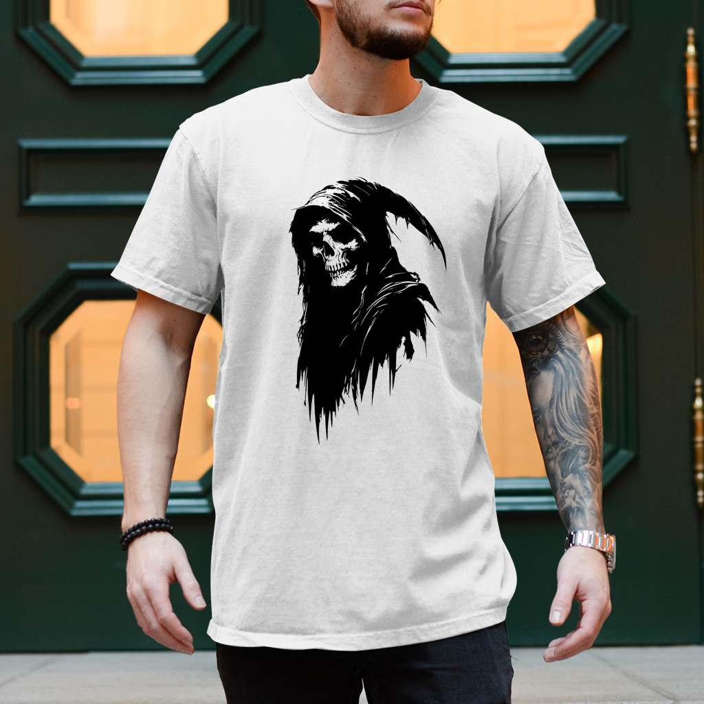 Herren T-Shirt Grim Reaper with Hood