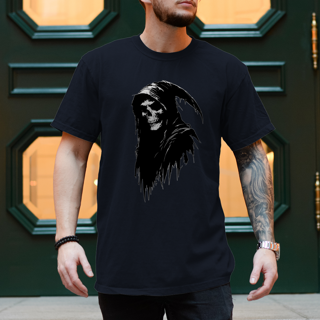 Herren T-Shirt Grim Reaper with Hood