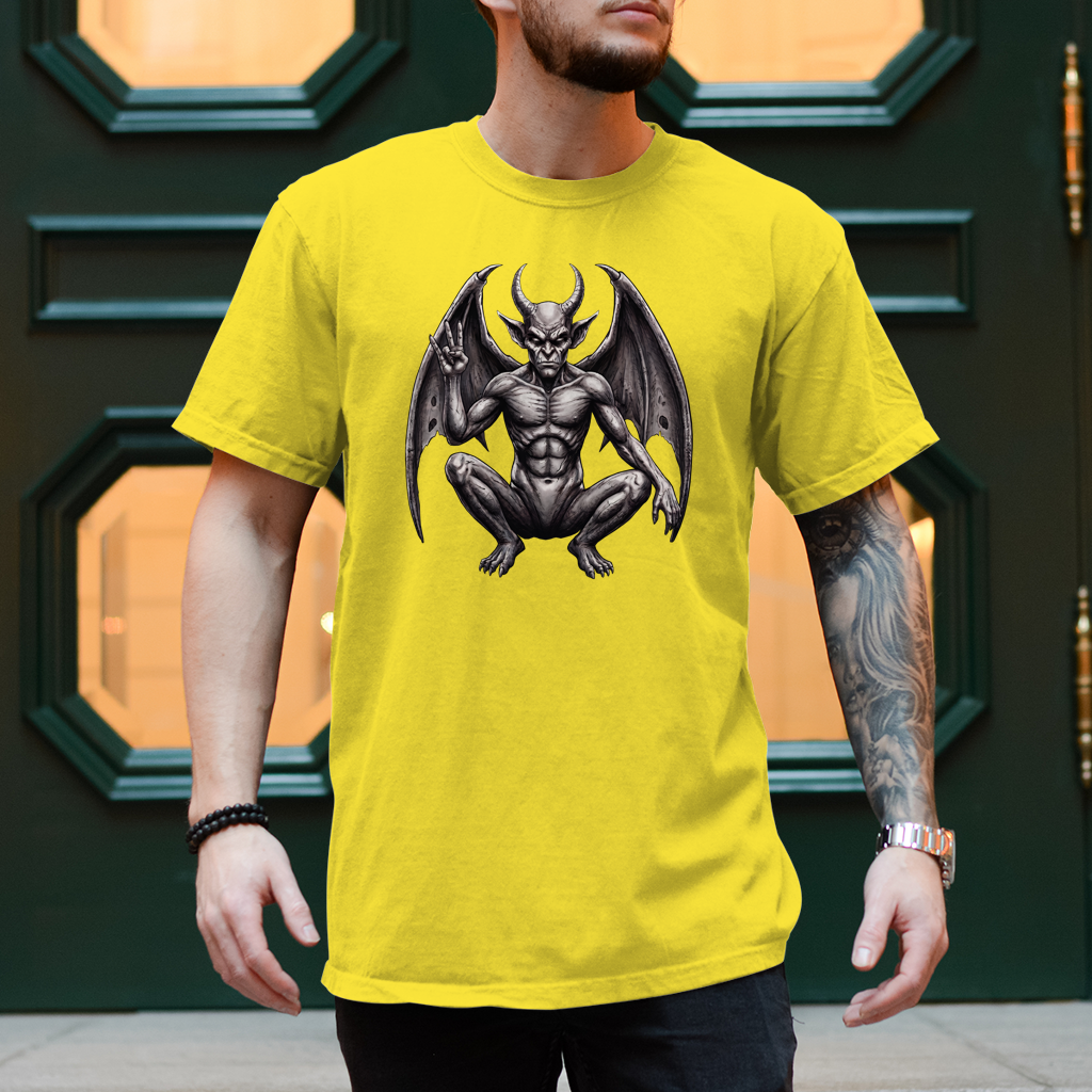 Herren T-Shirt Hell Born Watcher Black Dark Goth Devil Demon