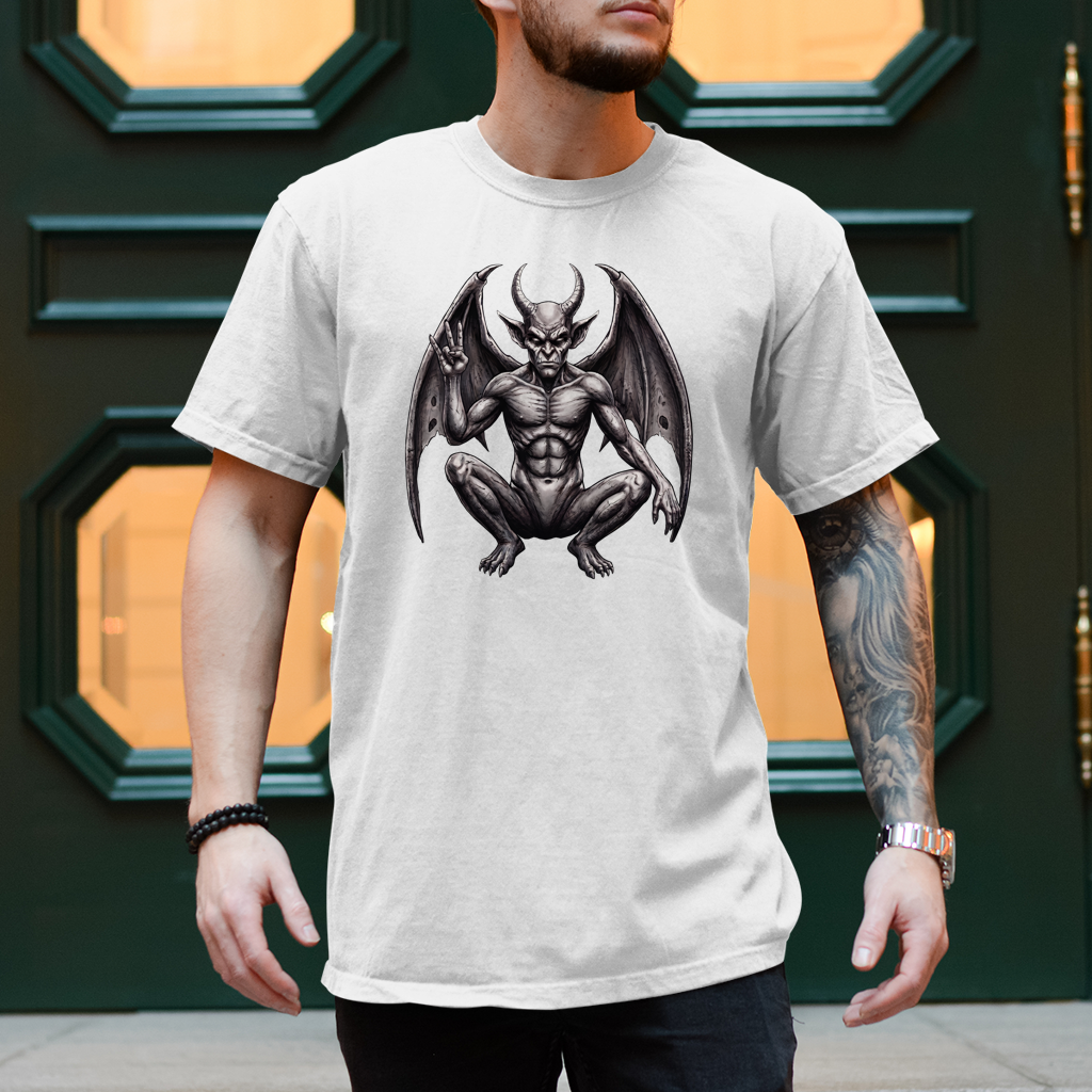 Herren T-Shirt Hell Born Watcher Black Dark Goth Devil Demon