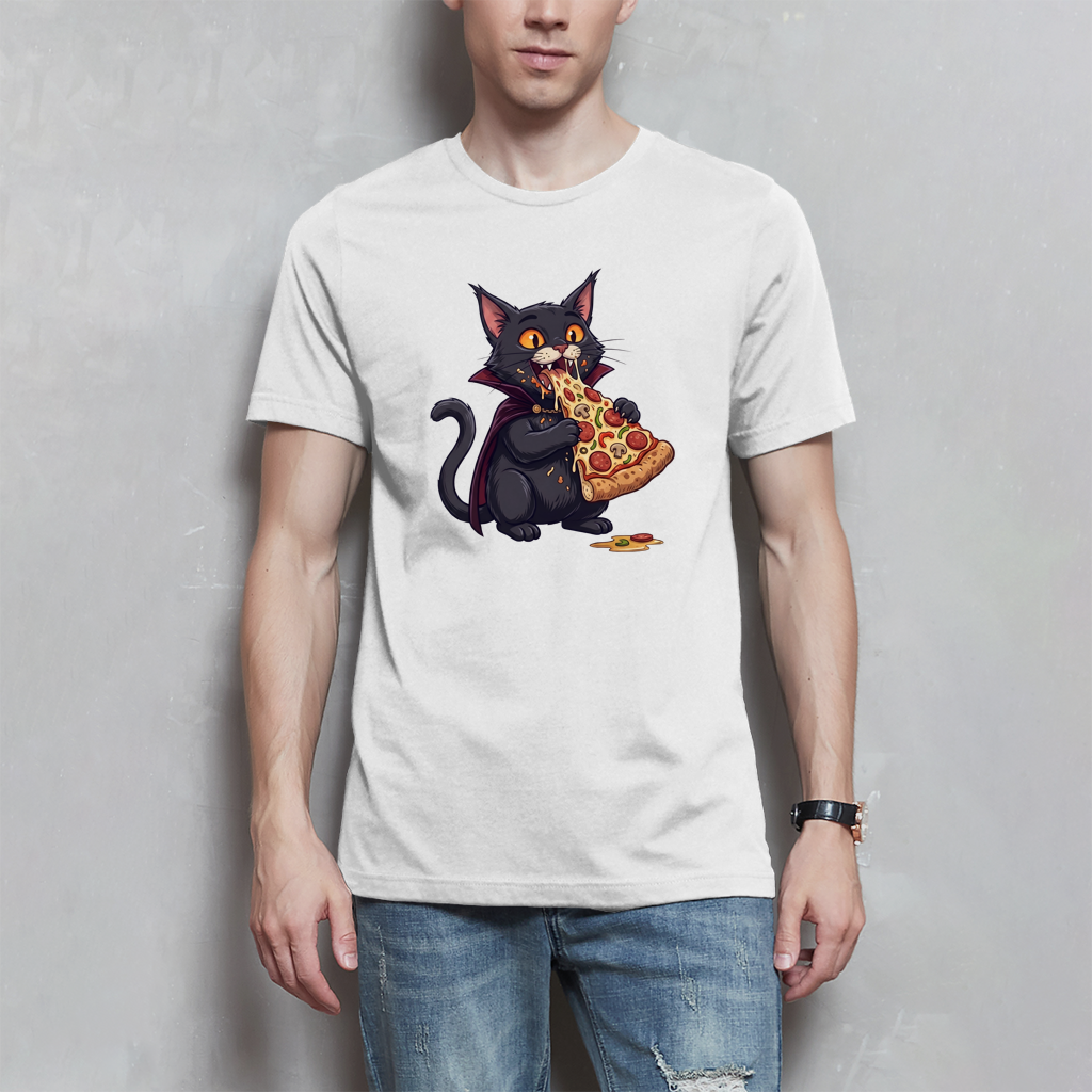 Herren T-Shirt Vamp Pizza Cat