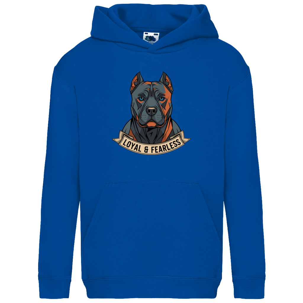 Kids Basic Hoodie Pitbull loyal and fearless dog motive