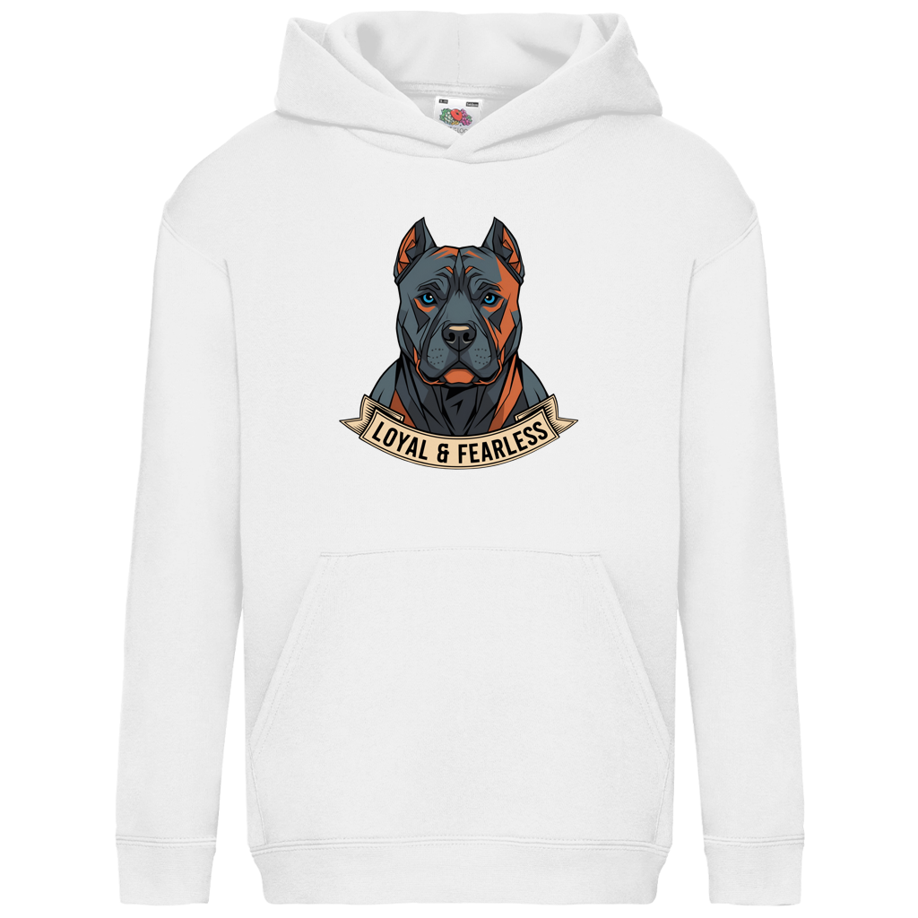 Kids Basic Hoodie Pitbull loyal and fearless dog motive
