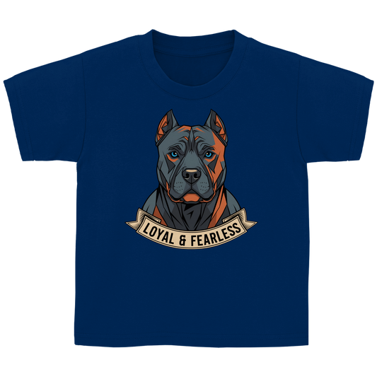 Kinder T-Shirt Pitbull Hund Loyal Fearless Motiv Boys Girls  Kind Shirt Cute