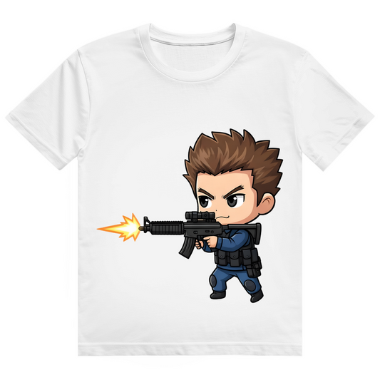 Herren Heavy Cotton T-Shirt Soldier Police Counter Strike Chibiki