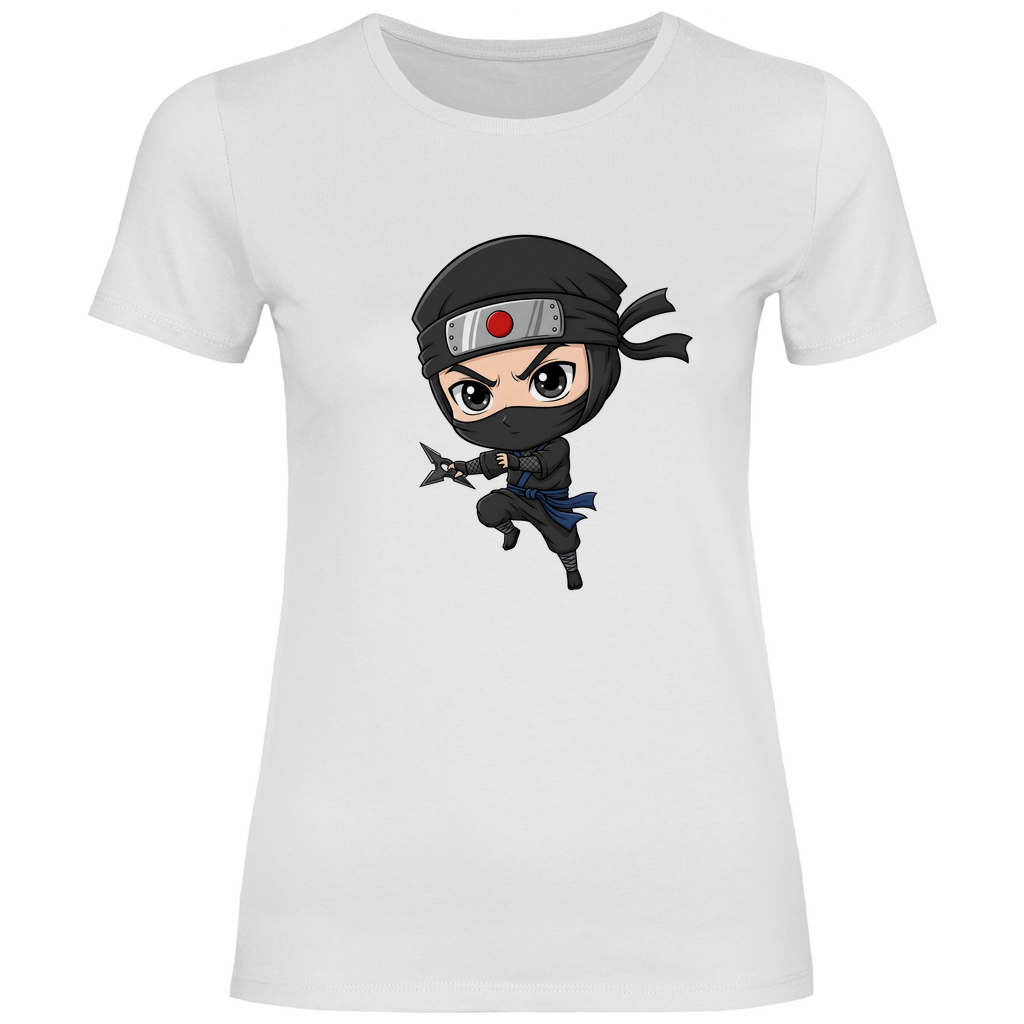 Damen T-Shirt Ninja Chibiki Shinobi with Shuriken