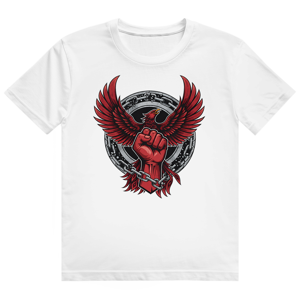 Herren Heavy Cotton T-Shirt Red Fist and Eagle Rebel Comic Motive