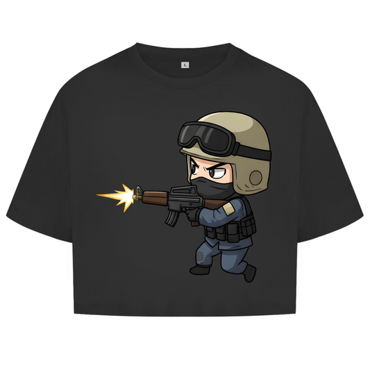 Damen Oversize Crop Top Special Forces CSGO Chibiki Counter Strike