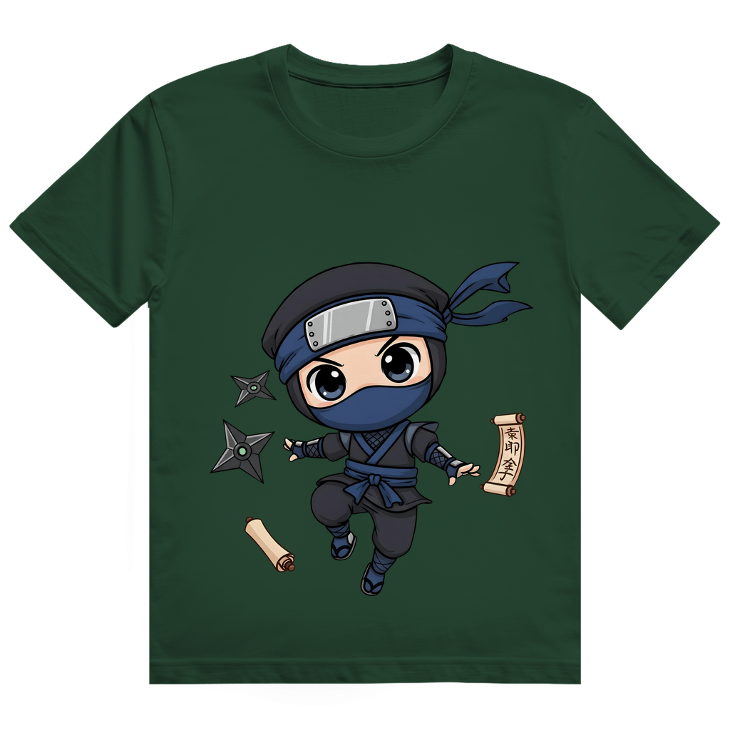 Herren Heavy Cotton T-Shirt Ninja Chibiki Shinobi scrolls and shuriken
