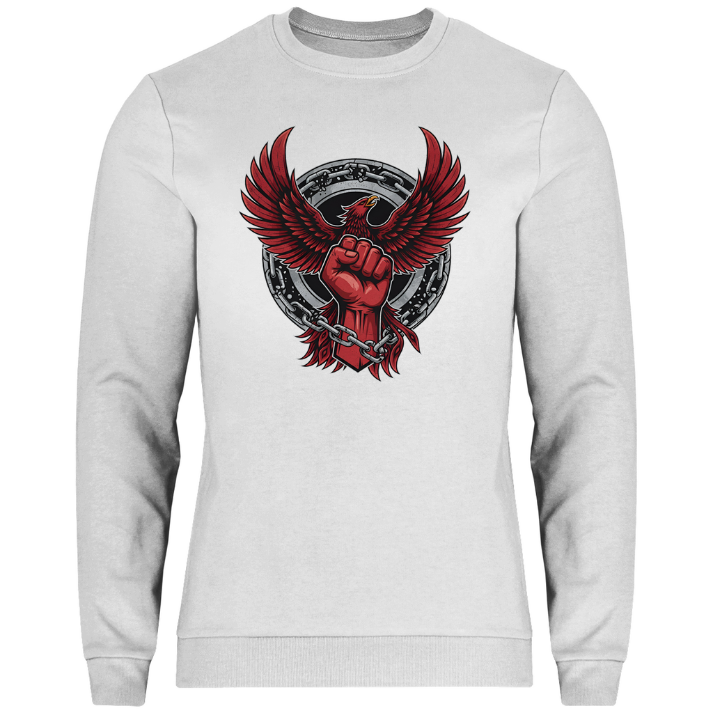 Herren Sweatshirt Red Fist and Eagle Rebel Comic Motive