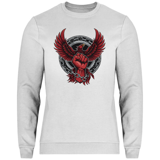 Herren Sweatshirt Red Fist and Eagle Rebel Comic Motive