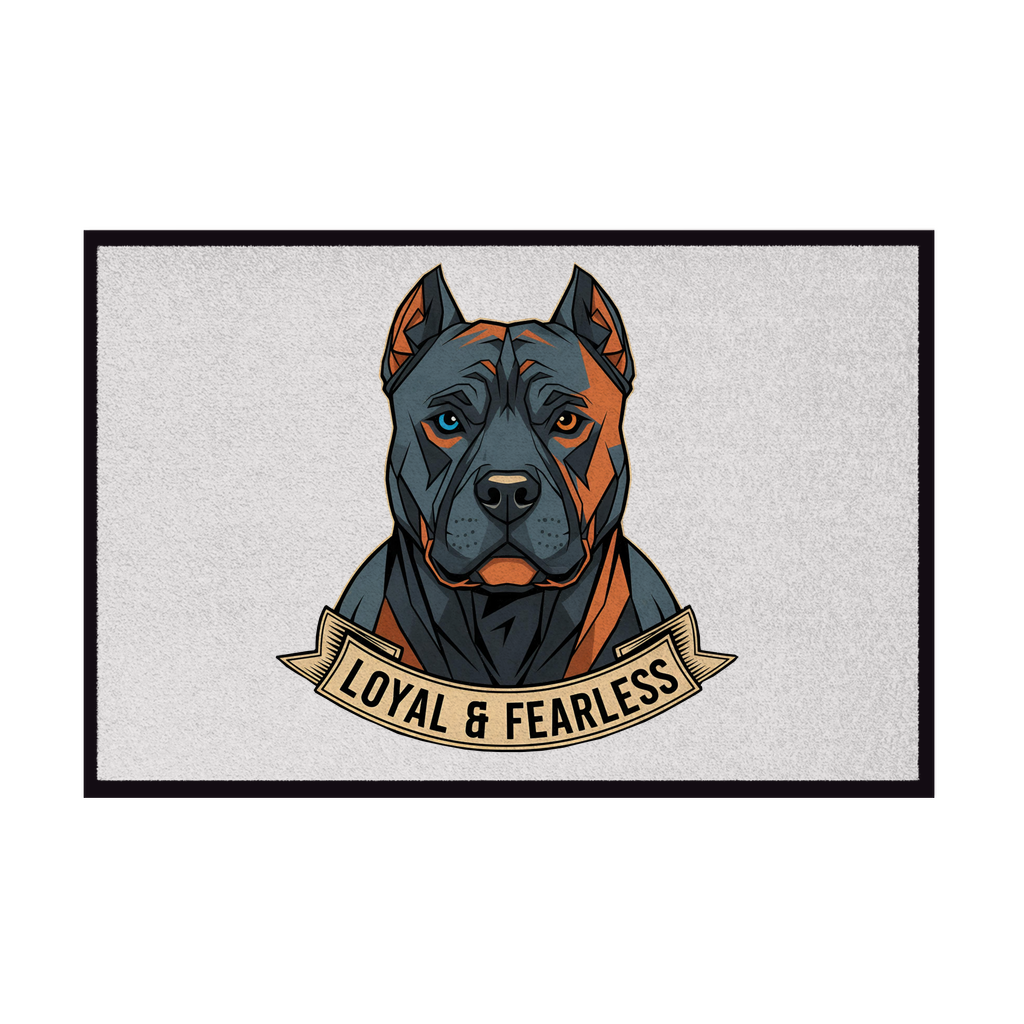 Fußmatte mit Gummirand Pitbull loyal and fearless dog motive