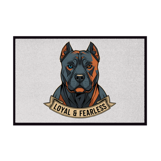 Fußmatte mit Gummirand Pitbull loyal and fearless dog motive