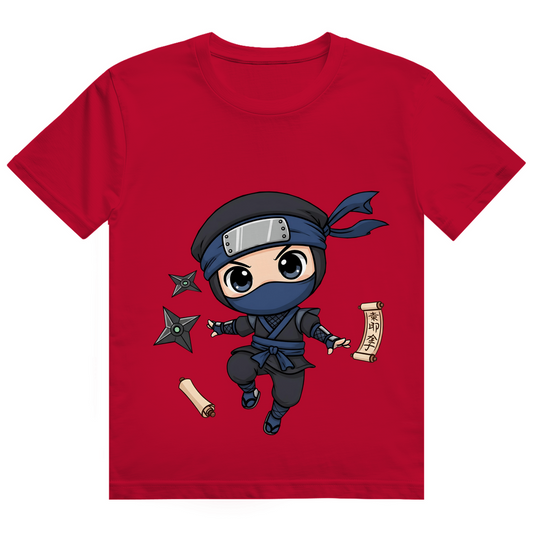 Herren Heavy Cotton T-Shirt Ninja Chibiki Shinobi scrolls and shuriken
