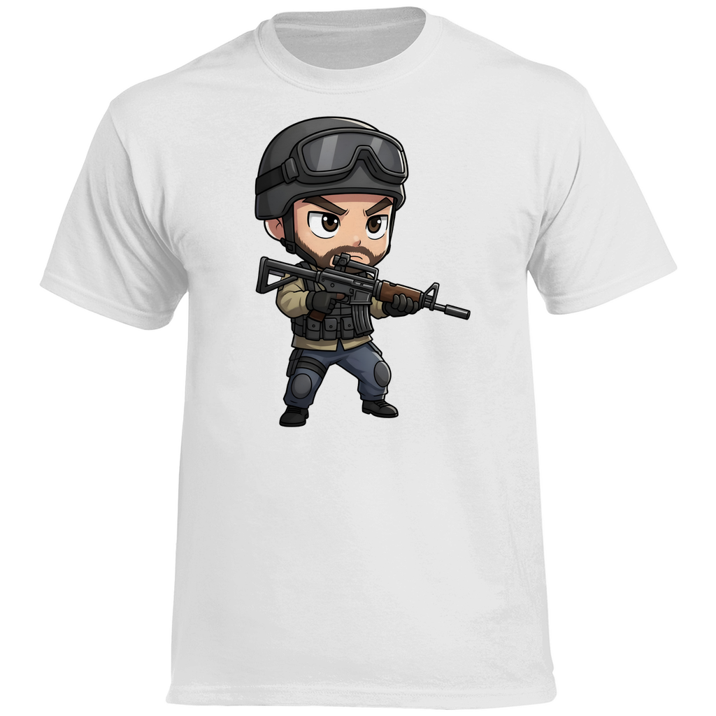 Herren Heavy Cotton T-Shirt Soldier Police Counter Strike Chibiki Special Force