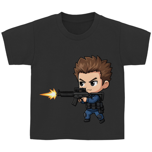 Kinder Basic T-Shirt Soldier Police Counter Strike Chibiki