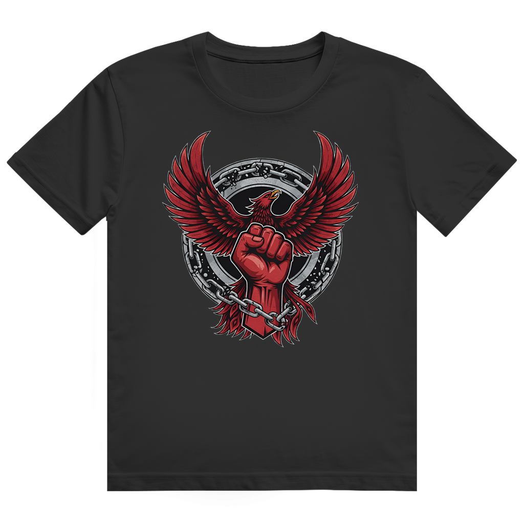 Herren Heavy Cotton T-Shirt Red Fist and Eagle Rebel Comic Motive