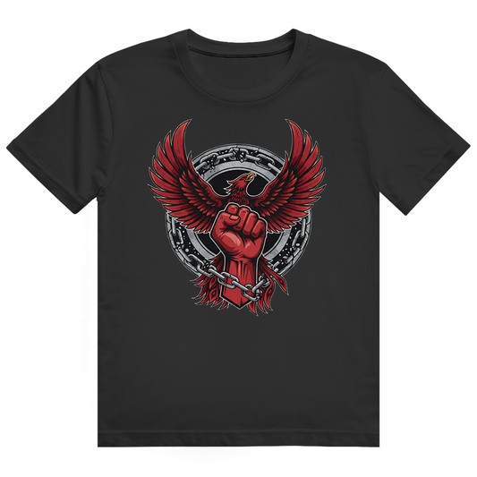 Herren Heavy Cotton T-Shirt Red Fist and Eagle Rebel Comic Motive