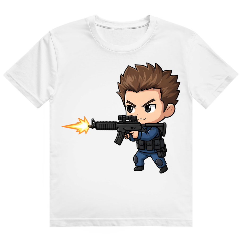Herren Heavy Cotton T-Shirt Soldier Police Counter Strike Chibiki